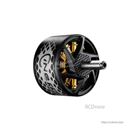 T-Hobby CINE66 PRO 2812 Brushless Motor, T-Hobby CINE66 PRO 2812 brushless drone motor with black honeycomb bell, exposed copper windings and threaded shaft