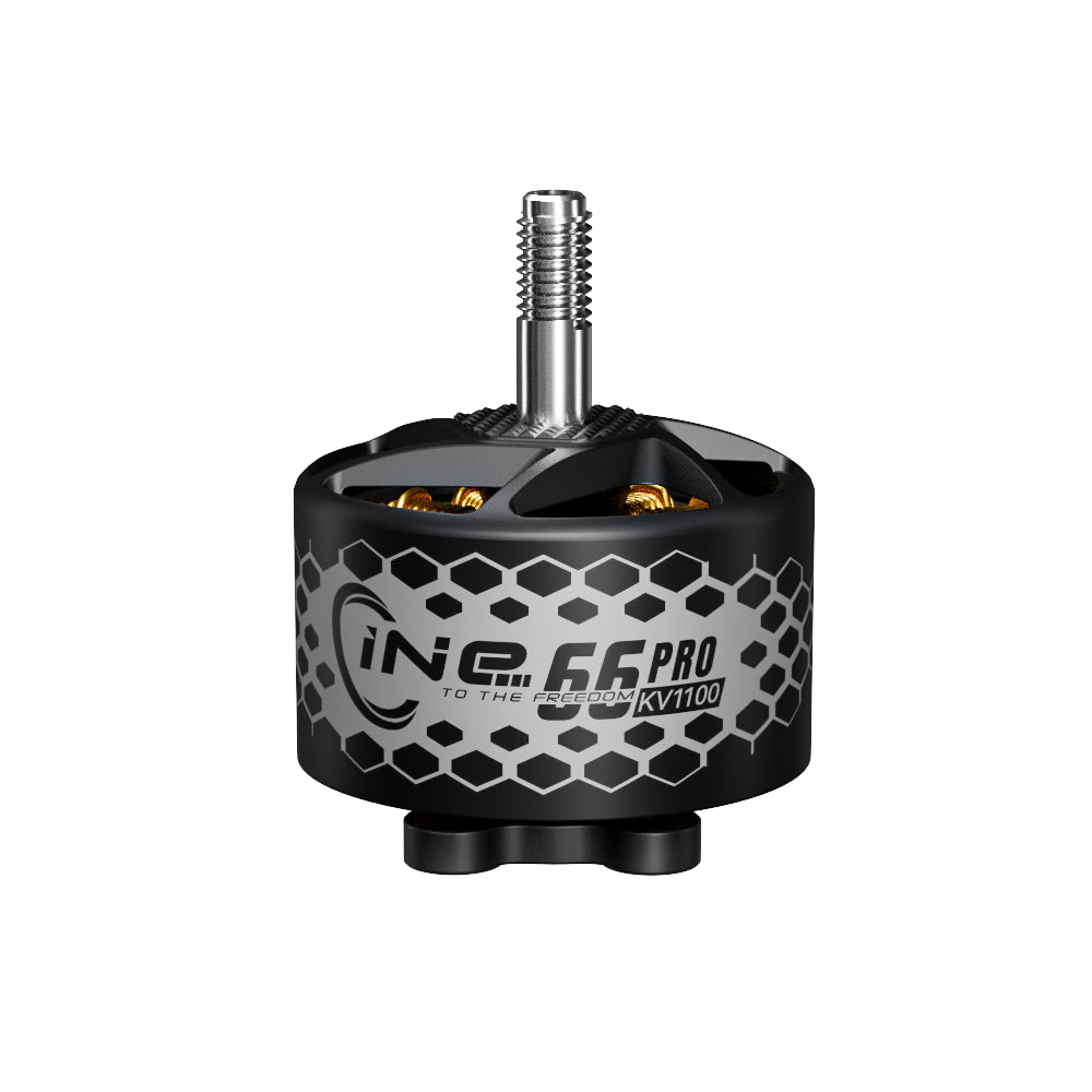 T-Hobby CINE66 PRO 2812 brushless motor with threaded shaft, black honeycomb can, KV1100 marking