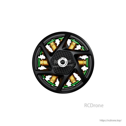 Top view of T-Hobby CINE66 PRO 2812 brushless motor with black protective cover and visible copper windings