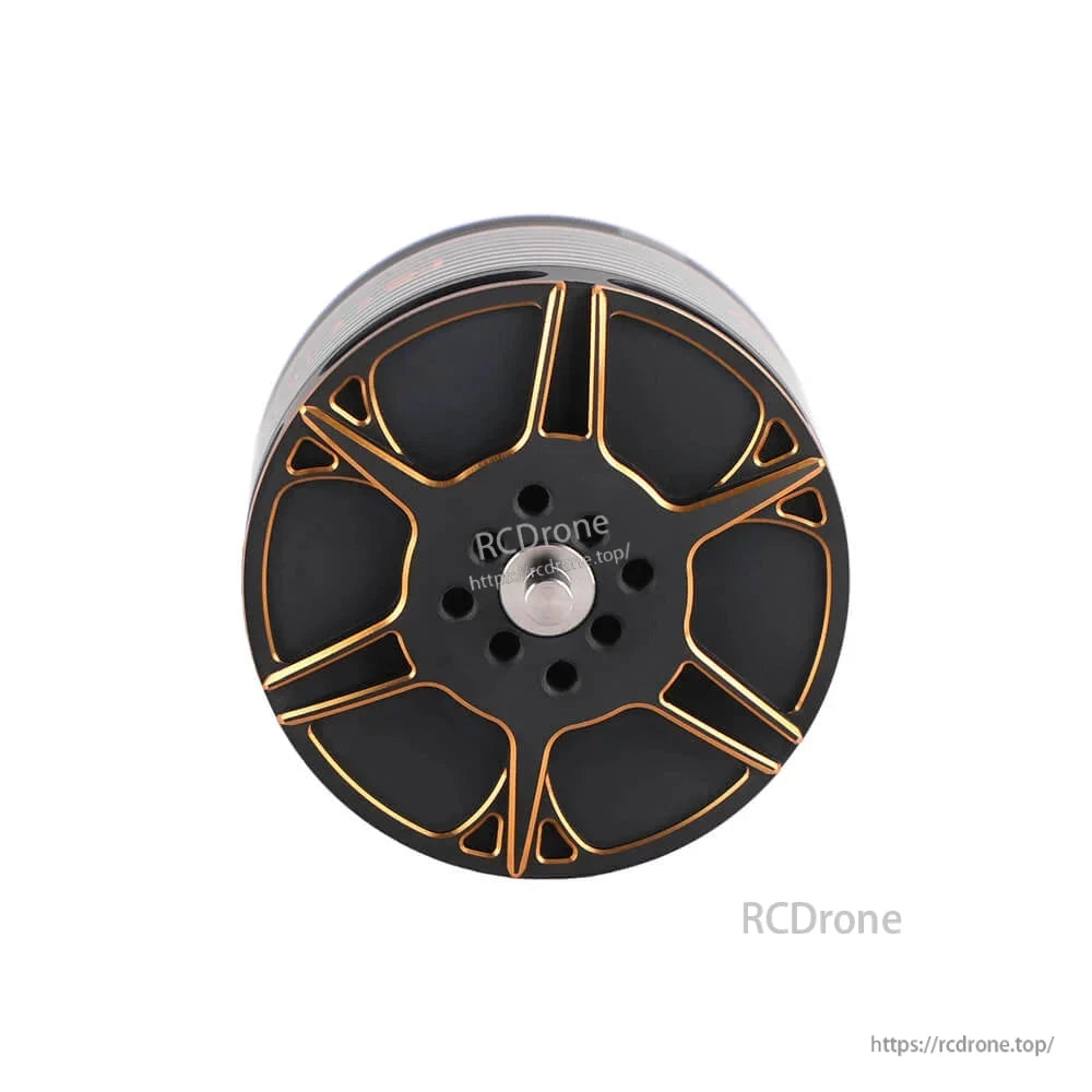T-Hobby Cine99 4220 350KV Motor, Top view of T-Hobby Cine99 4220 brushless drone motor with black and gold top plate and mounting holes