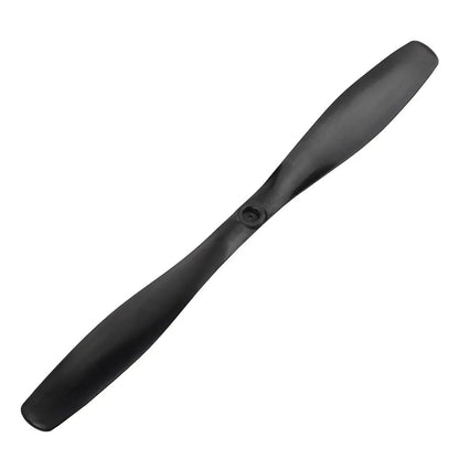 Black 8-inch two-blade carbon fiber propeller with center hub mounting hole for fixed-wing RC aircraft