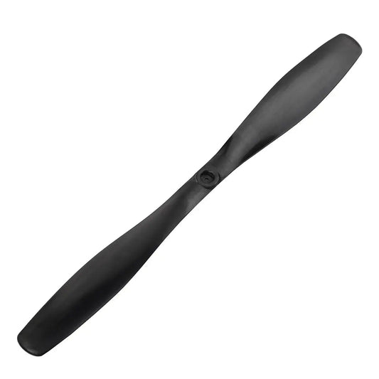 Black 8-inch two-blade carbon fiber propeller with center hub mounting hole for fixed-wing RC aircraft