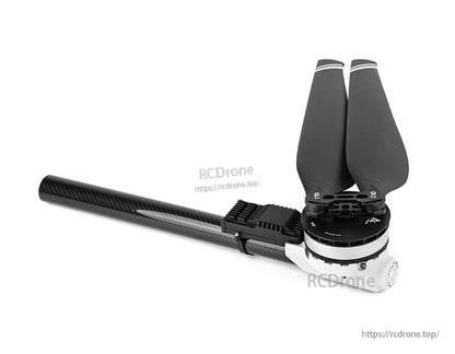 T-Motor drone propulsion unit with carbon fiber arm, motor housing, and dual folding propeller blades