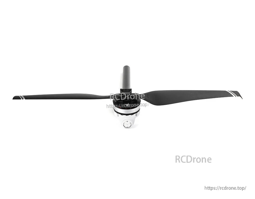 T-Motor drone propeller with two black blades and central hub assembly on a white background