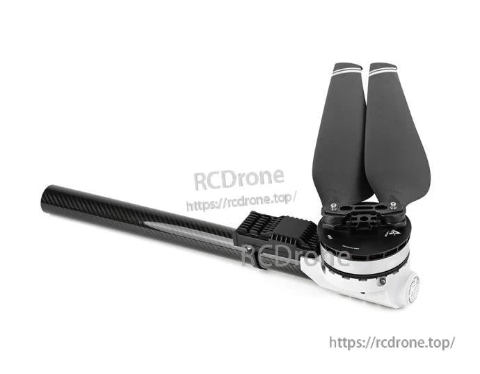 T-Motor drone motor assembly with two-blade propeller mounted on a carbon fiber arm/boom