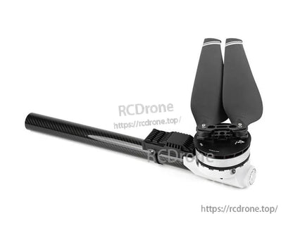 T-Motor drone motor assembly with two-blade propeller mounted on a carbon fiber arm/boom