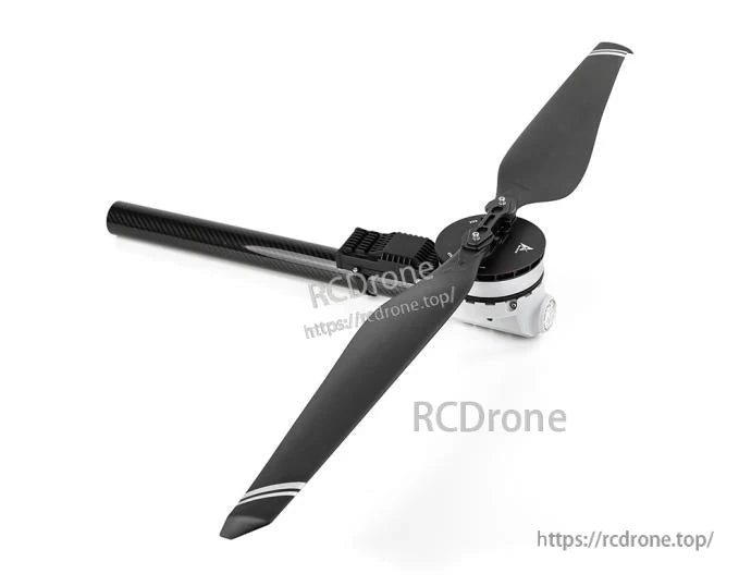 T-Motor drone motor with two-blade propeller mounted on a carbon fiber tube arm