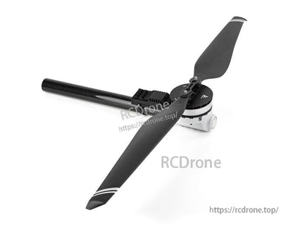 T-Motor drone motor with two-blade propeller mounted on a carbon fiber tube arm