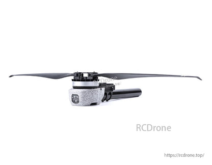 T-Motor drone motor with two-blade propeller mounted on a carbon fiber arm assembly