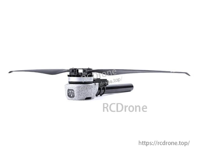 T-Motor brushless drone motor with two-blade propeller mounted on a boom arm, side view
