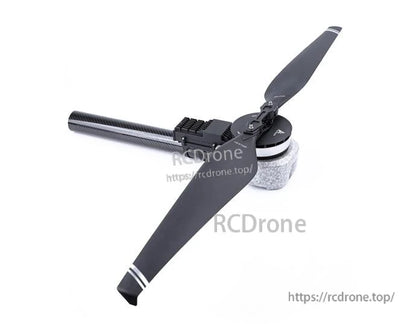 T-Motor brushless drone motor with two-blade folding propeller mounted on a carbon-fiber tube arm