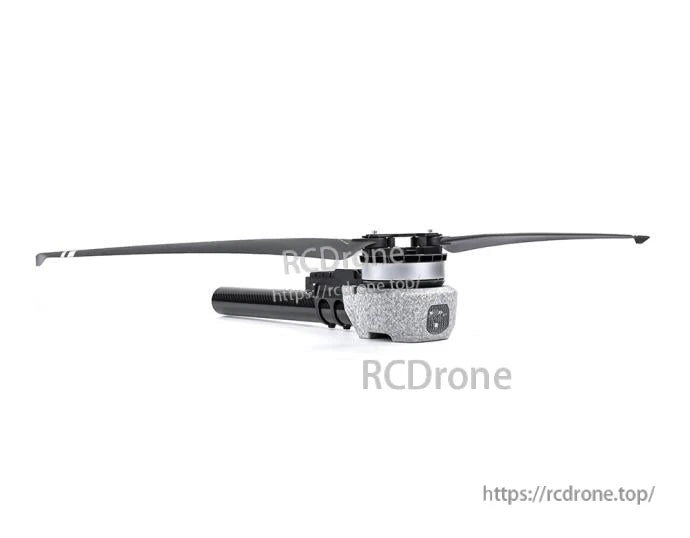 T-Motor drone propulsion unit with two-blade propeller on carbon fiber tube mount, side view