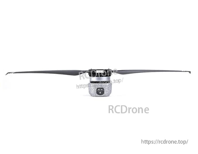 T-Motor two-blade drone propeller with central hub and grey mounting base, front view on white background