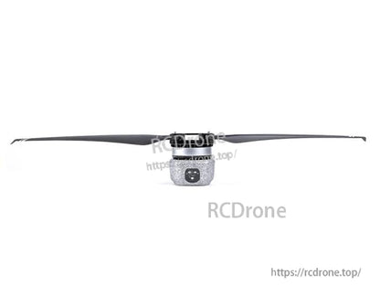 T-Motor two-blade drone propeller with central hub and grey mounting base, front view on white background