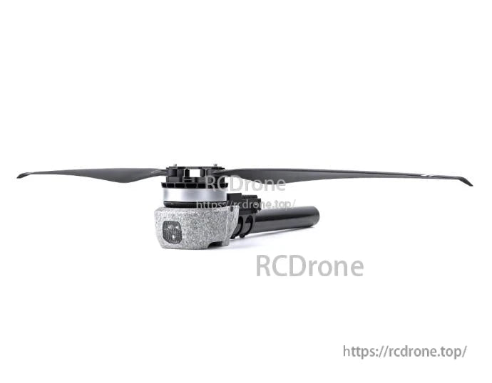 T-Motor drone motor assembly with two-blade propeller on a folding arm, side view