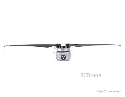 T-Motor brushless drone motor with a long black two-blade propeller mounted on top