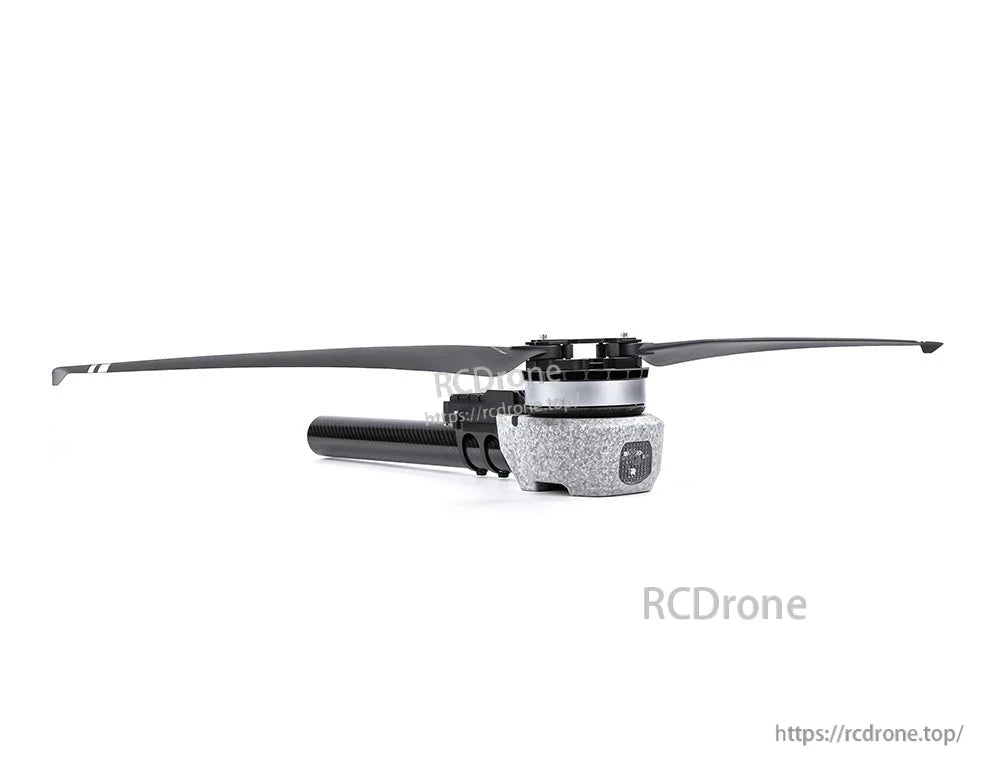T-Motor drone propeller and motor assembly mounted on a carbon fiber arm with protective foam housing