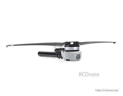 T-Motor drone propeller and motor assembly mounted on a carbon fiber arm with protective foam housing