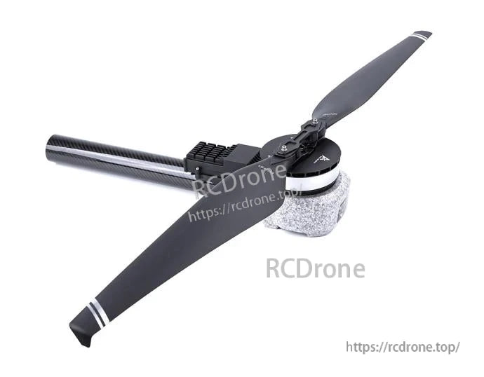 T-Motor drone propulsion unit with folding two-blade propeller, motor, and carbon fiber arm tube
