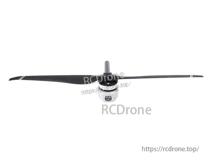 T-Motor brushless drone motor with mounted two-blade propeller on a white background