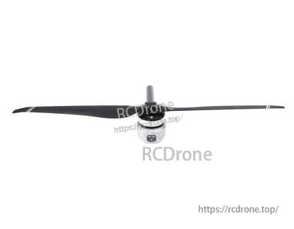 T-Motor brushless drone motor with mounted two-blade propeller on a white background