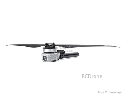 T-Motor brushless drone motor with two-blade propeller mounted on a slim arm, side view