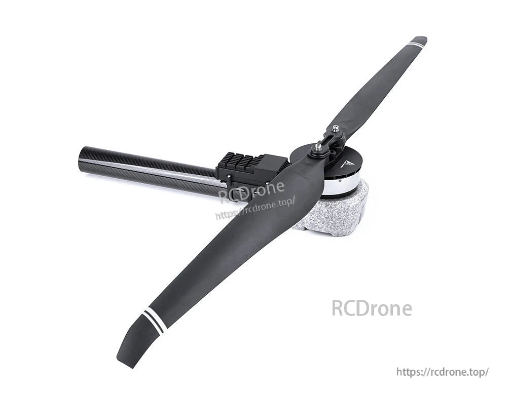 T-Motor brushless drone motor with two-blade propeller and ESC mounted on a carbon fiber tube arm