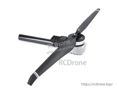 T-Motor brushless drone motor with two-blade propeller mounted on a carbon fiber tube arm
