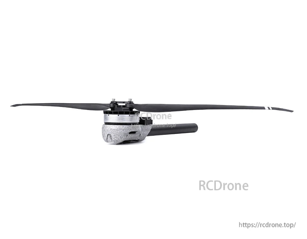 T-Motor brushless drone motor with mounted propeller, side profile on a white background