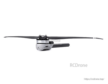 T-Motor brushless drone motor with mounted propeller, side profile on a white background