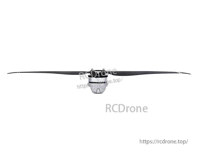 T-Motor RC aircraft propeller with centered hub assembly and long black blades, front view