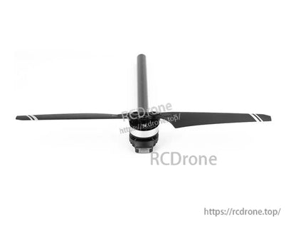 T-Motor folding drone propeller with hub and two long black blades on a white background