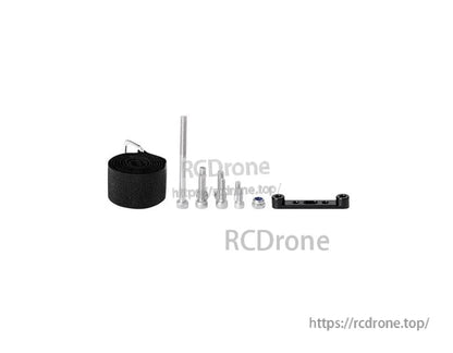 T-Motor hardware kit with black strap roll, assorted screws and standoffs, and a small mounting bracket