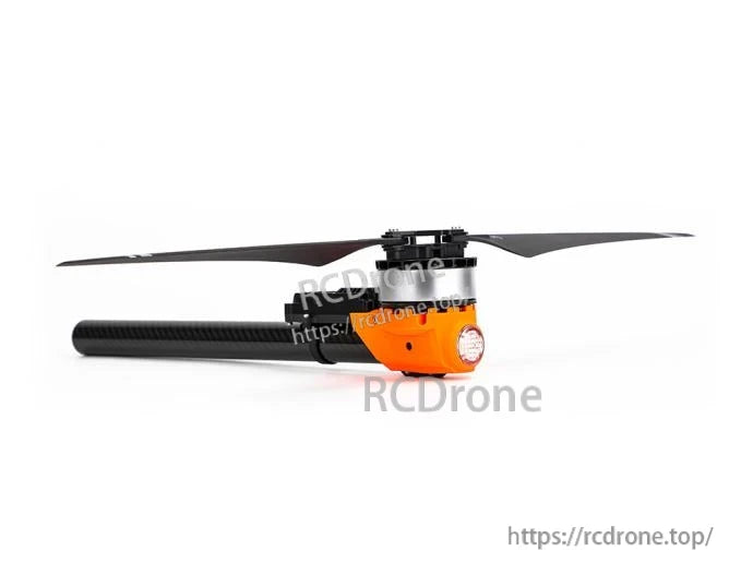 T-Motor brushless drone motor pod with two-blade propeller mounted on a carbon fiber arm