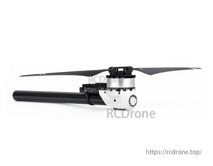 T-Motor drone propulsion arm with carbon fiber tube, motor mount, and folding propeller assembly