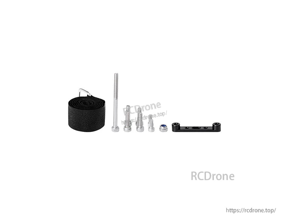 T-Motor hardware kit with Velcro strap roll, assorted screws, nut, and black mounting bracket