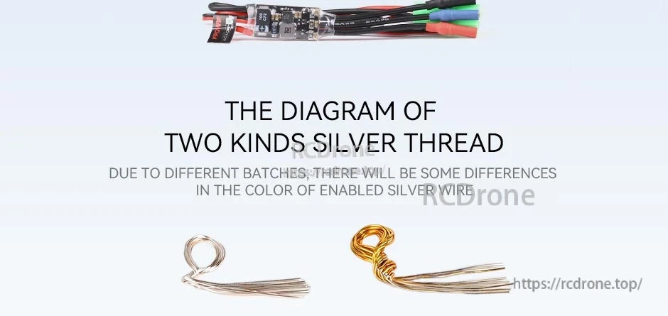 T-Motor, Diagram comparing two types of silver thread motor wire, showing color differences between wire batches