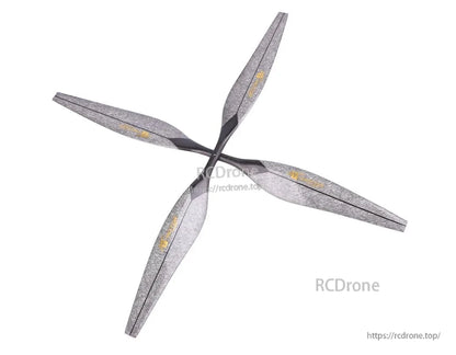 T-Motor four-blade drone propeller in gray carbon-fiber style finish with a black central hub