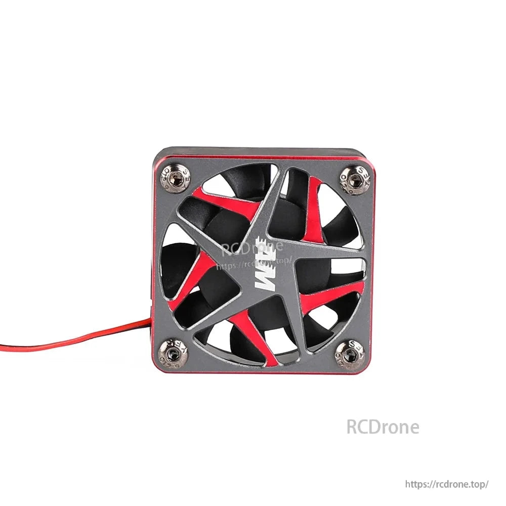 T-Motor AM216A fixed wing ESC cooling fan with metal guard, black blades, red accents, and mounting screws