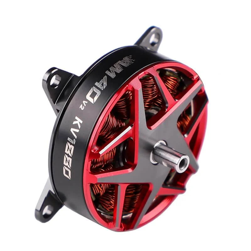 T-Motor KV1820 brushless motor with red and black open-frame housing and front output shaft