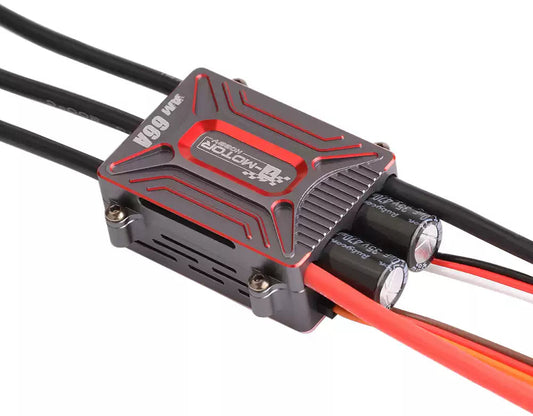 T-Motor Volador AM66A fixed-wing ESC with metal heatsink case, capacitors, and heavy-gauge power leads