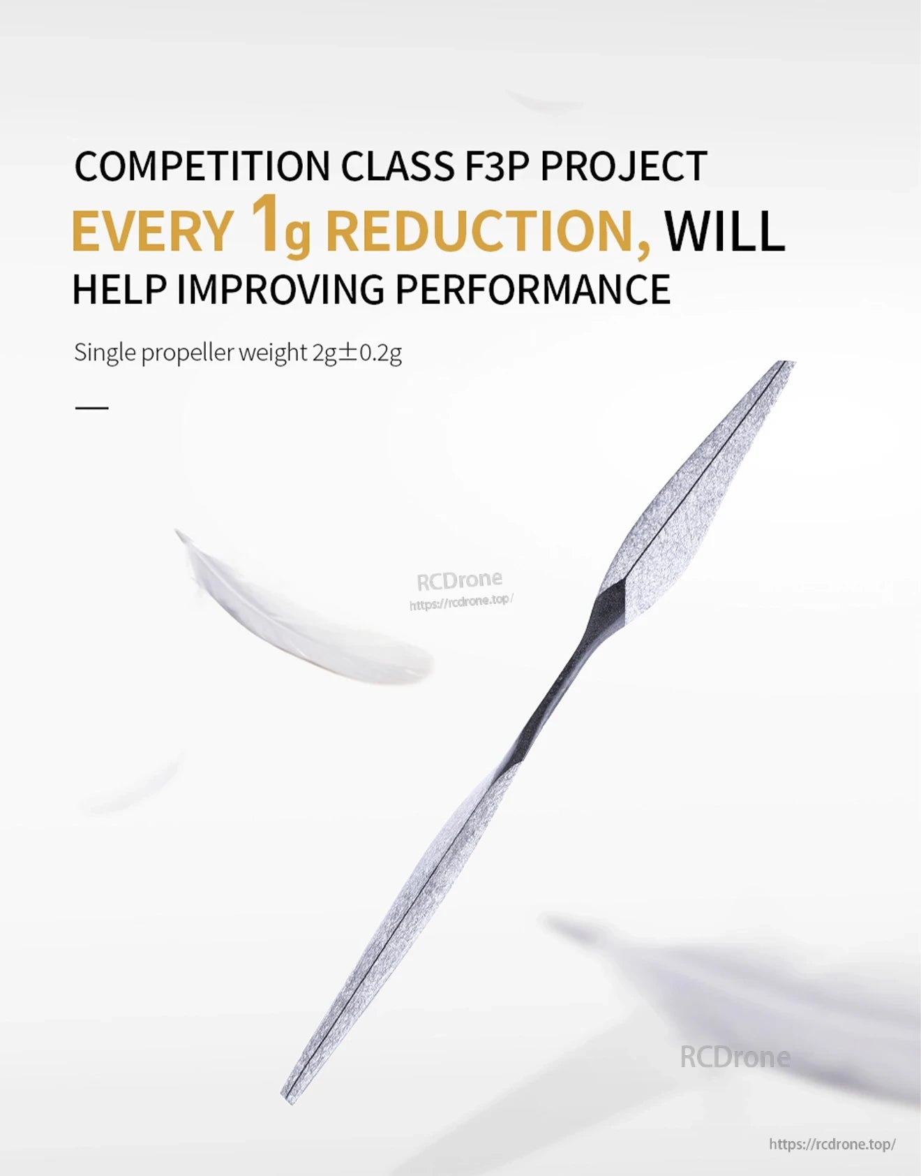 T-Motor AMZ 17.5x6.5 inch Coaxial Propeller, Lightweight RC airplane propeller blade with “Competition Class F3P” text and 2g±0.2g single propeller weight