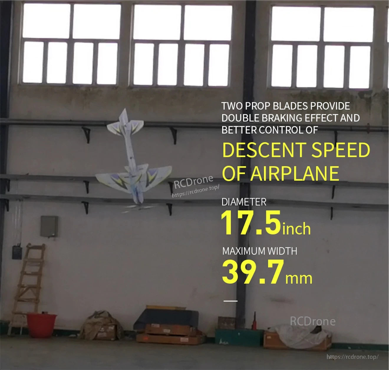 T-Motor AMZ 17.5x6.5 inch Coaxial Propeller, Promo graphic for T-Motor AMZ coaxial propeller listing 17.5-inch diameter and 39.7 mm maximum blade width.