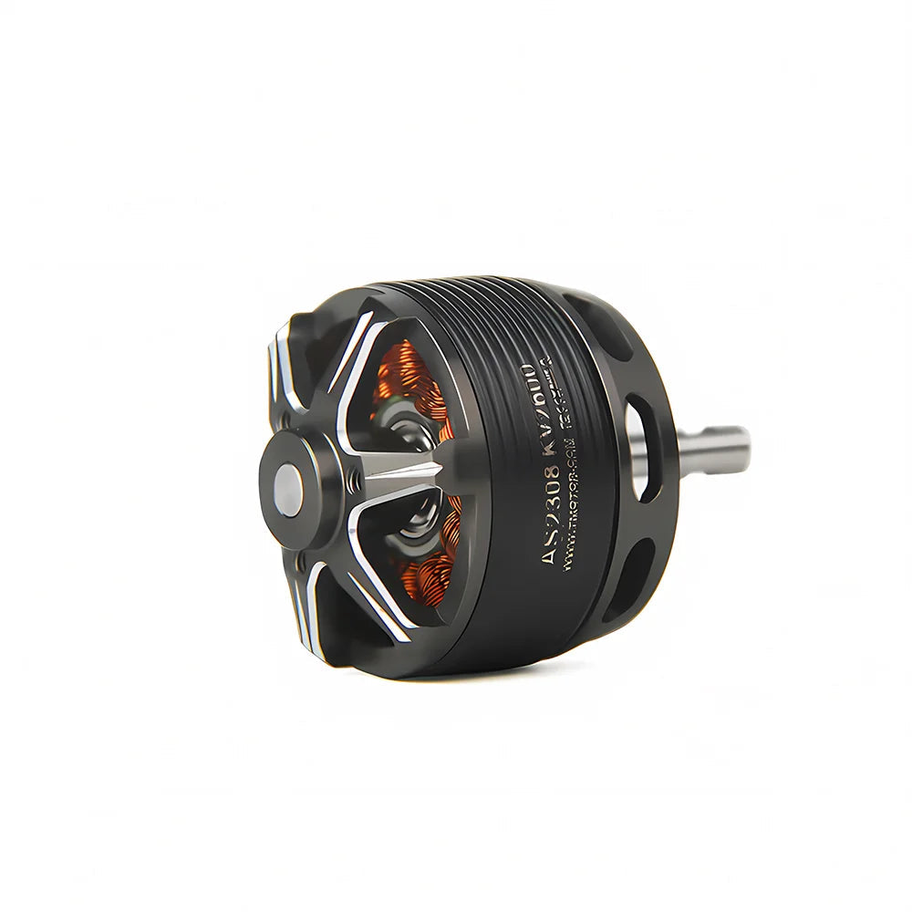 T-Motor AT2308 KV1800 brushless outrunner motor with black housing, exposed copper windings, and shaft