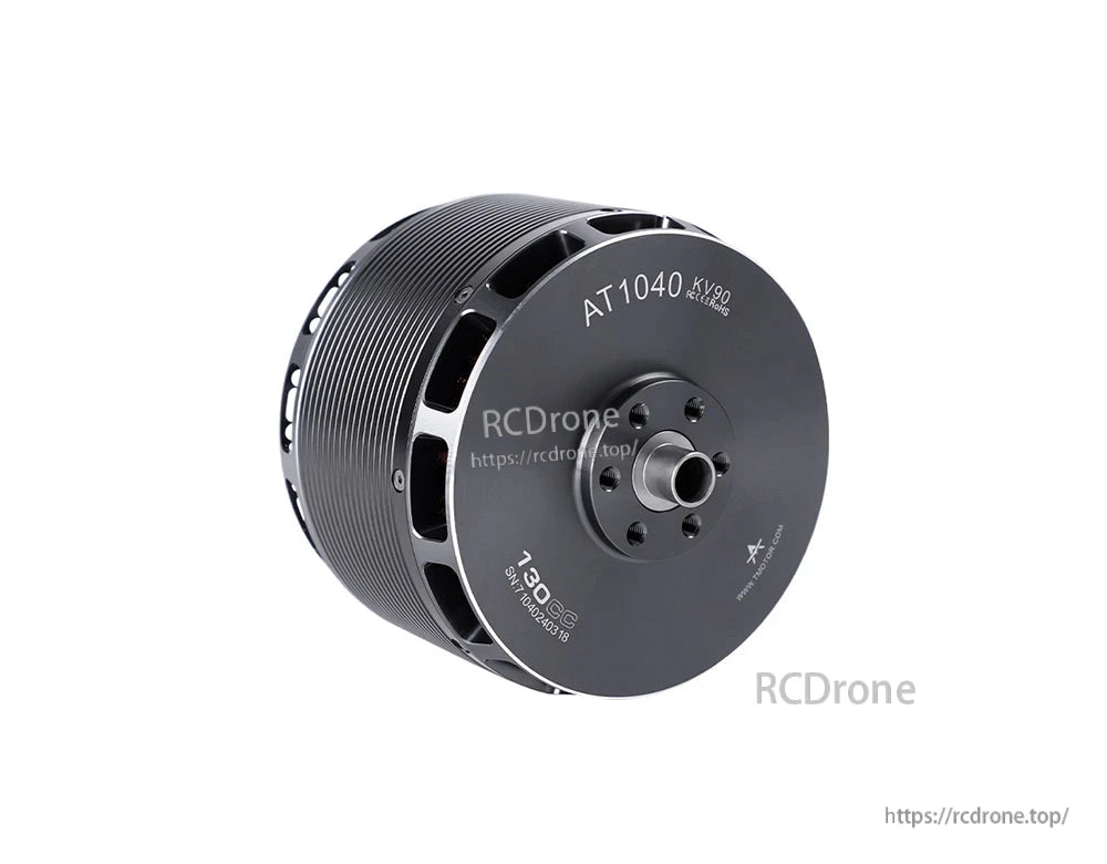 T-Motor AT1040 KV90 brushless motor front view with mounting bolt pattern and centered output shaft