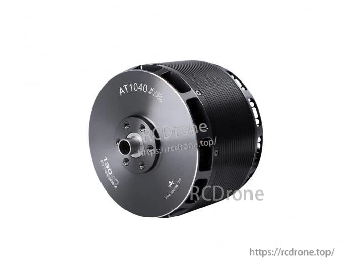 T-Motor AT1040 brushless drone motor with black cylindrical housing and central shaft mount