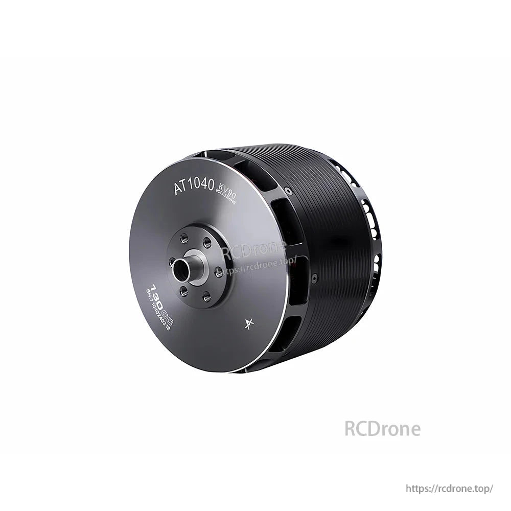 T-Motor AT1040 KV90 brushless outrunner motor with threaded shaft and vented black aluminum housing