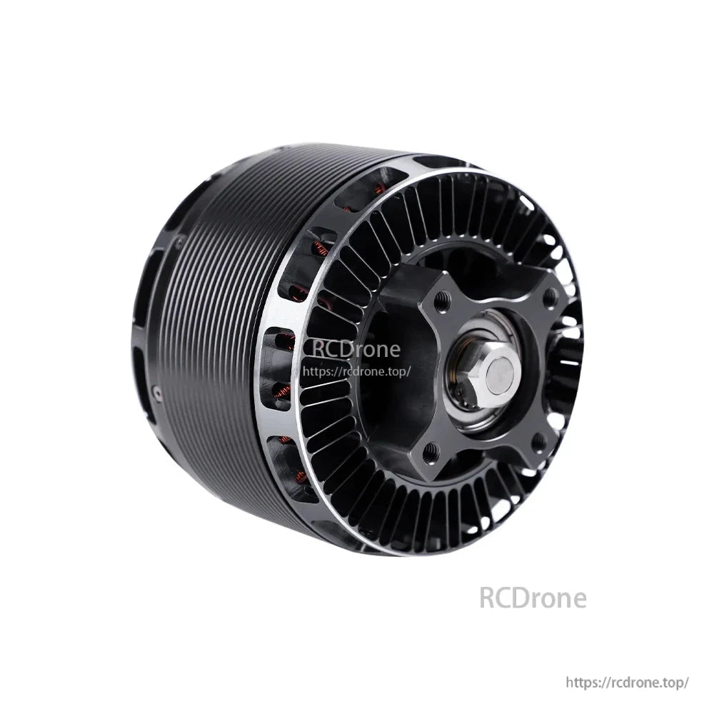 T-Motor large black brushless motor with finned housing and front mounting flange and shaft