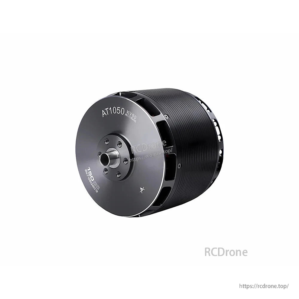 T-Motor AT1050 KV90 brushless motor with front mounting hub and ribbed black aluminum housing