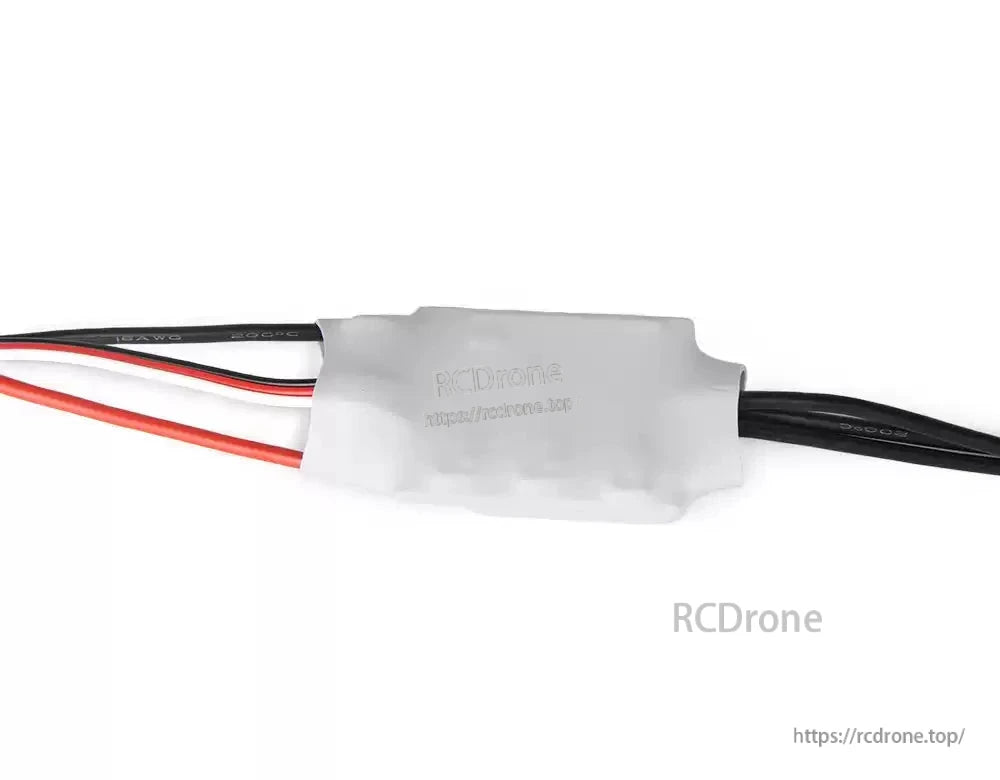 T-Motor AT20A electronic speed controller (ESC) in white heat-shrink with power leads and signal wire